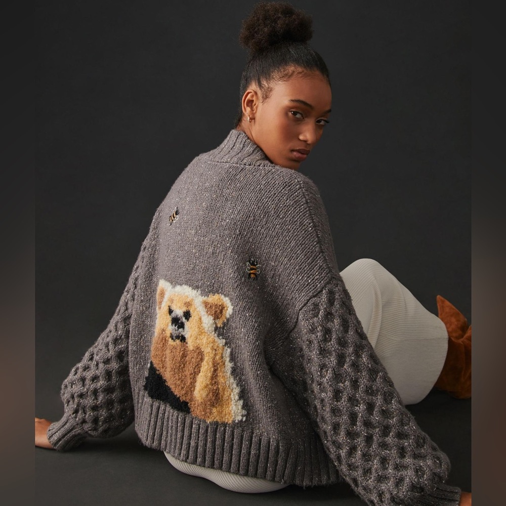 Anthropologie Pilcro Bear Cardigan Sweater 🧸🐝
